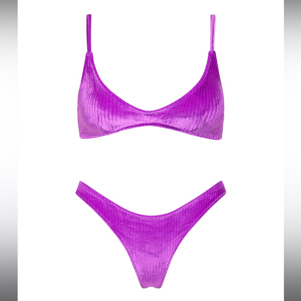 Triangl NWT MAIA - COVA PURPLE VELVET SCOOP BIKINI SET
